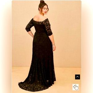 Torrid plus size 20 2x Long black lace off shoulder gown dress with train NWT
